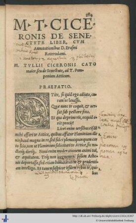 M. T. Ciceronis De Senectute Liber.