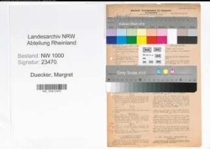 Entnazifizierung Margret Duecker, geb. 25.11.1913 (Sekretaerin)