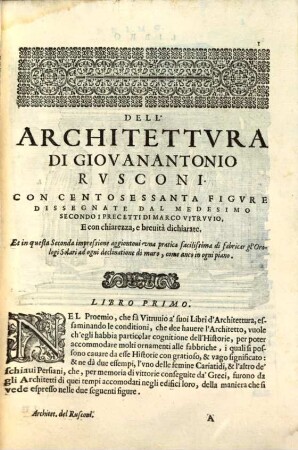 Della architettura di Gio. Antonio Rusconi ... libri dieci
