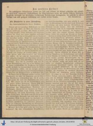 An unsere Leser!