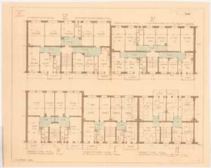 Haus mit zwei Wohnungen pro Geschoss, Leipzig: Grundrisse E, F 1:100