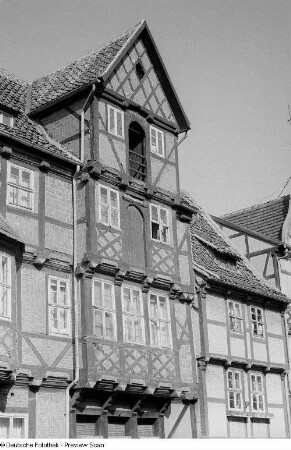 Das ehemalige Gasthaus "Zur Börse", Steinweg 23, 1683 erbaut vom Zimmermann Andreas Besen im so genannten "Quedlinburger Sonderstil"