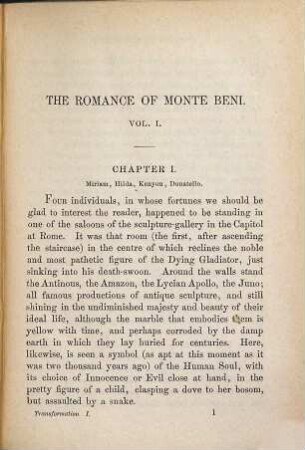 Transformation : or, the romance of Monte Beni ; in two volumes, 1