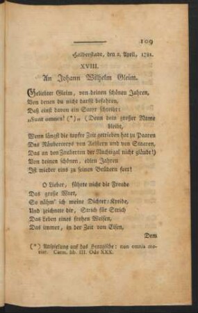 XVIII. An Johann Wilhelm Gleim