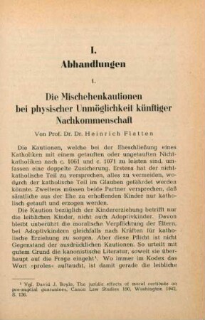 257-288 Die Mischehenkautionen bei physischer Unmöglichkeit künftiger Nachkommenschaft