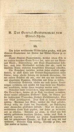 II. Das General-Gouvernement vom Mittel-Rhein