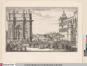 Arcus Triumphalis, gloriose confecto bello Danico, ... Regi Carolo XI. reduci erectus à Civitate Stockholmiense