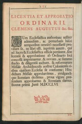 Licentia Et Approbatio Ordinarii