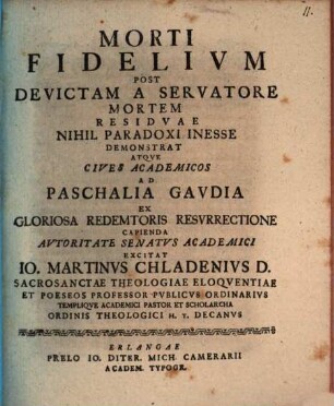 Morti fidelium, post devictam a Servatore mortem residuae, nihil paradoxi inesse