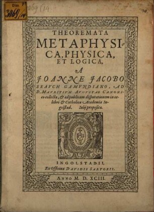 Theoremata metaphysica, physica et logica