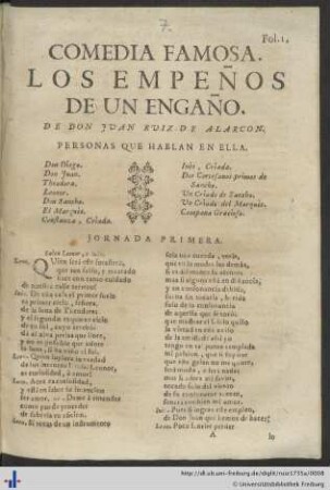 Comedia Famosa. Los Empeños De Un Engaño.