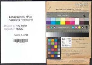 Entnazifizierung Luzia Klein , geb. 19.10.1918 (Lehrerin)