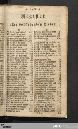 Register aller vorstehenden Lieder.