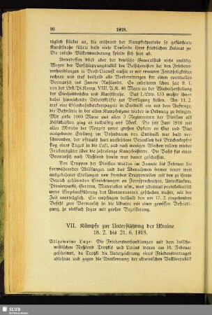 VII. Kämpfe zur Unterstützung der Ukraine 18.2 bis 21.6.1918