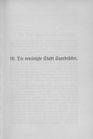 III. Die vereinigte Stadt Saarbrücken.