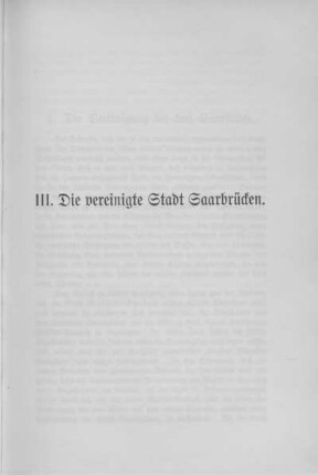 III. Die vereinigte Stadt Saarbrücken.