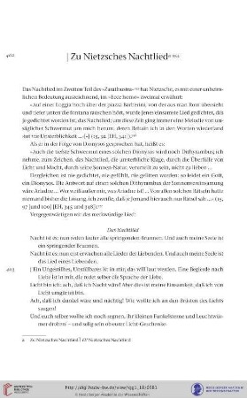 Zu Nietzsches Nachtlied