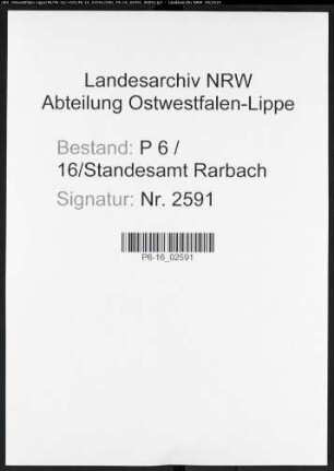 Sterberegister Standesamt Rarbach
