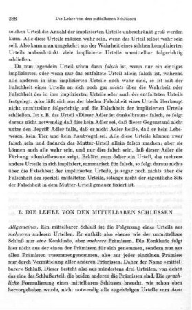 B. Die Lehre von den mittelbaren Schlüssen