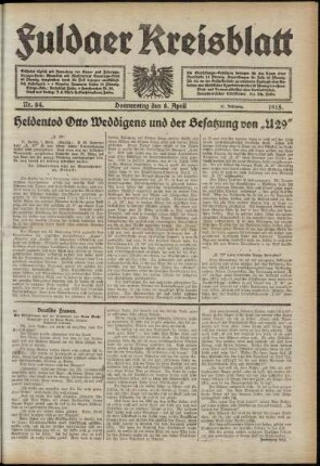 Ausgabe vom Donnerstag, den 08. April 1915.