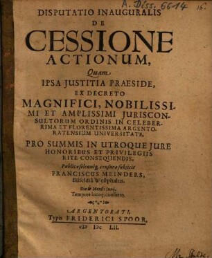 Disputatio Inauguralis De Cessione Actionum