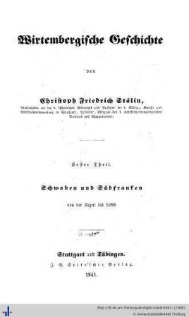 Schwaben und Südfranken von der Urzeit bis 1080: Wirtembergische Geschichte