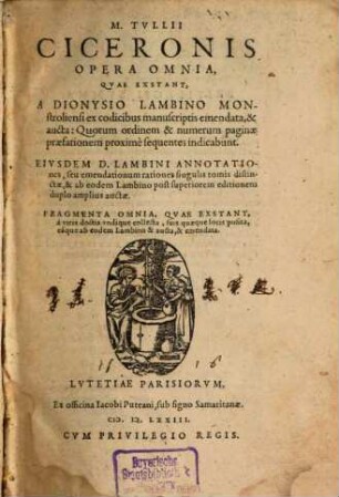 M. Tullii Ciceronis Opera omnia, quae extant, 1