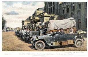 Serie Nr. 52/3 Nr. 79: Österr.-ung. Kraftwagen-Lastkolonne hält auf der Straße.