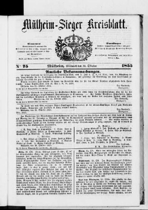 Mülheim-Sieger Kreisblatt. 1855-1855