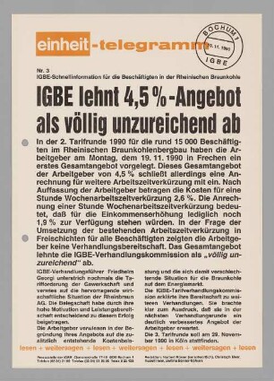 "IGBE lehnt 4,5 %-Angebot als völlig unzureichend ab"