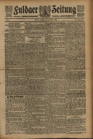 Erste Ausgabe vom Freitag, den 23. April 1909.