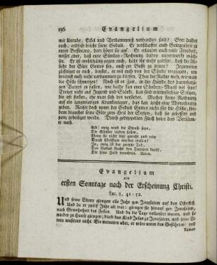 Evangelium am ersten Sonntage nach der Erscheinung Christi. - Evangelium am zweyten Sonntage nach der Erscheinung Christi.