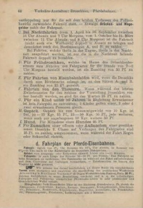d. Fahrplan der Pferde-Eisenbahnen