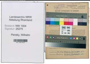 Entnazifizierung Wilhelm Pensky , geb. 23.05.1896 (Anstreicher)