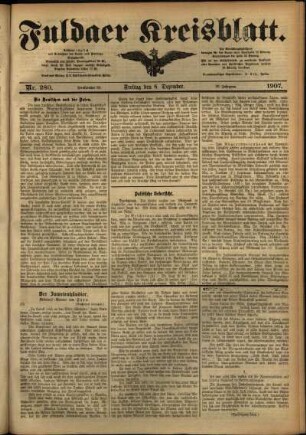 Ausgabe vom Freitag, den 06. Dezember 1907.
