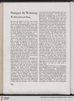 Stuttgart die Wohnung : Werkbundausstellung