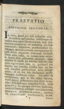 Praefatio Editionis Secundae