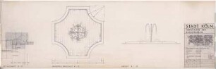 Hansjakob, Gottfried; Köln; Westliche Ringstraße - Hahnentor, Brunnen Süd (Grundriss; Ansicht; Schnitt; Detail)