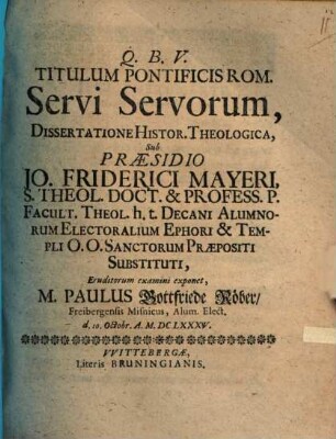 Titulum pontificis Romani Servi Servorum