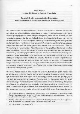 Sprachdrill oder kommunikative Integration: zur Situation der Rußlanddeutschen in der Bundesrepublik