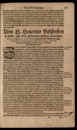 Von S. Severino Bischoffen zu Cölln/ ...