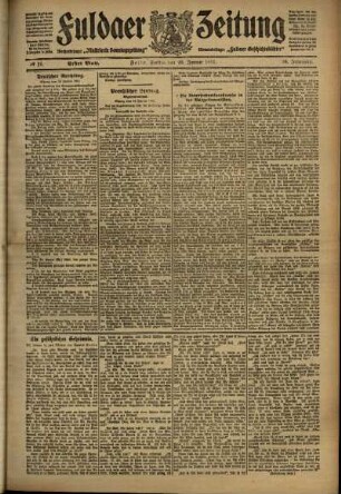 Erste Ausgabe vom Freitag, den 20. Januar 1911.