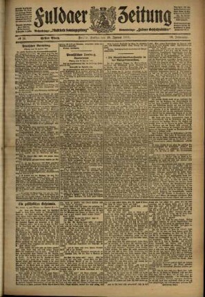 Erste Ausgabe vom Freitag, den 20. Januar 1911.