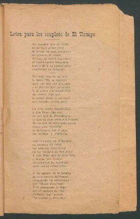 Letra para los couplets de "El Tiempo"
