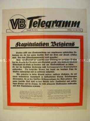 Maueranschlag des "Völkischen Beobachters": "Kapitulation Belgiens"