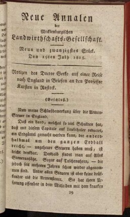 Neuen und zwanzigstes Stück. Den 19ten July 1815.