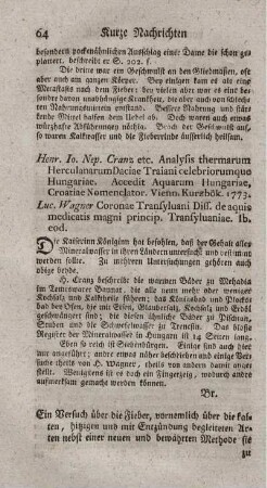 Ein Versuch über die Fieber, vornehmlich über die kalten, hitzigen und mit Entzündung begleiteten Arten.