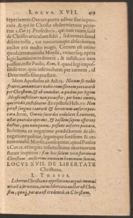 Locus XVII. De Libertate Christiana.