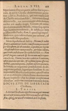 Locus XVII. De Libertate Christiana.