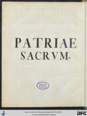 Patriae Sacrum.